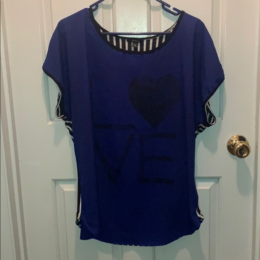 Blue, Black & White Espresso Blouse